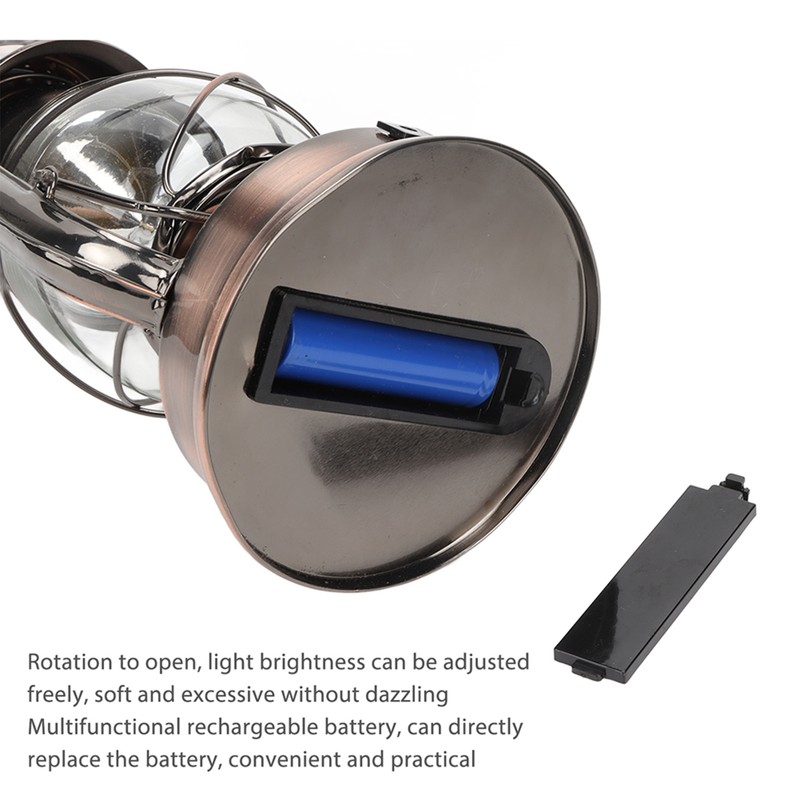 Vintage Camping Lantern 24h Battery Life USB Charging Detachable Lampshade