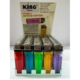 Wholesale Disposable Lighters - Pack of 50 ,Thousands Lights with Stand Meets All Government Safety Standard, New Improved Adult Design,adjustable Flame,by King Classic.