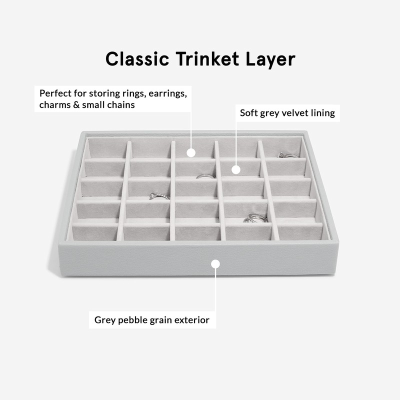 Stackers Grey Jewellery Box Classic Small Parts Compartment