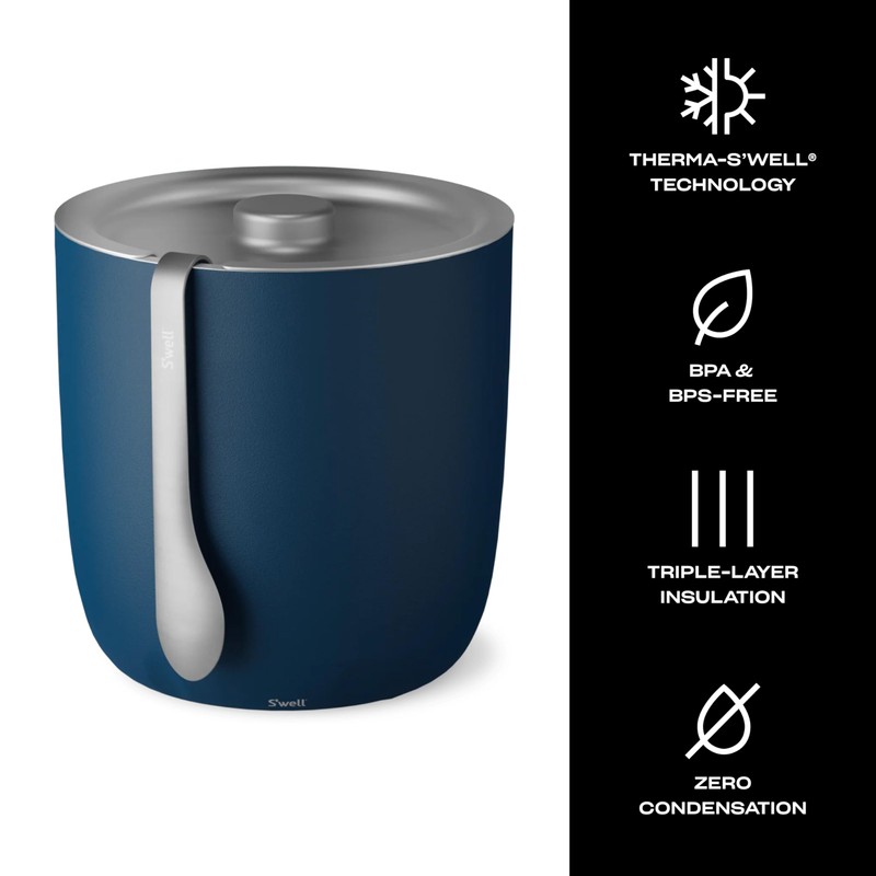 S'well Ice Bucket with Tongs, 68oz, Azurite