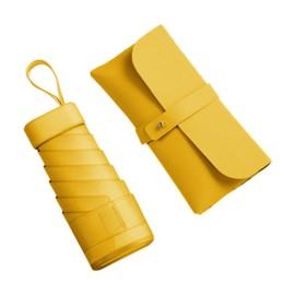 Vaveren Travel Umbrella Mini Umbrella for Purse Lightweight Personal Manual Strong Small Pocket Umbrella Windproof for Trips Business, Yellow
