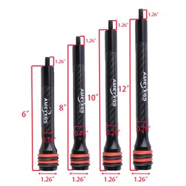 6/8/10/12 Inch Archery Bow Stabilizer Carbon Fiber Balance Bar Rod Side Rod Stabilizer Dampen Weight for Compound Bow Recurve Bow Accessory (8 inch)