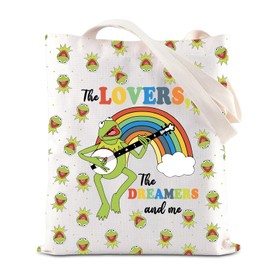 TGBJE Rainbow Frog Gift The Lovers The Dreamers and Me Tote Bag Singing Frog Lover Gift The Frog Merchandise (The Lovers frog tote)