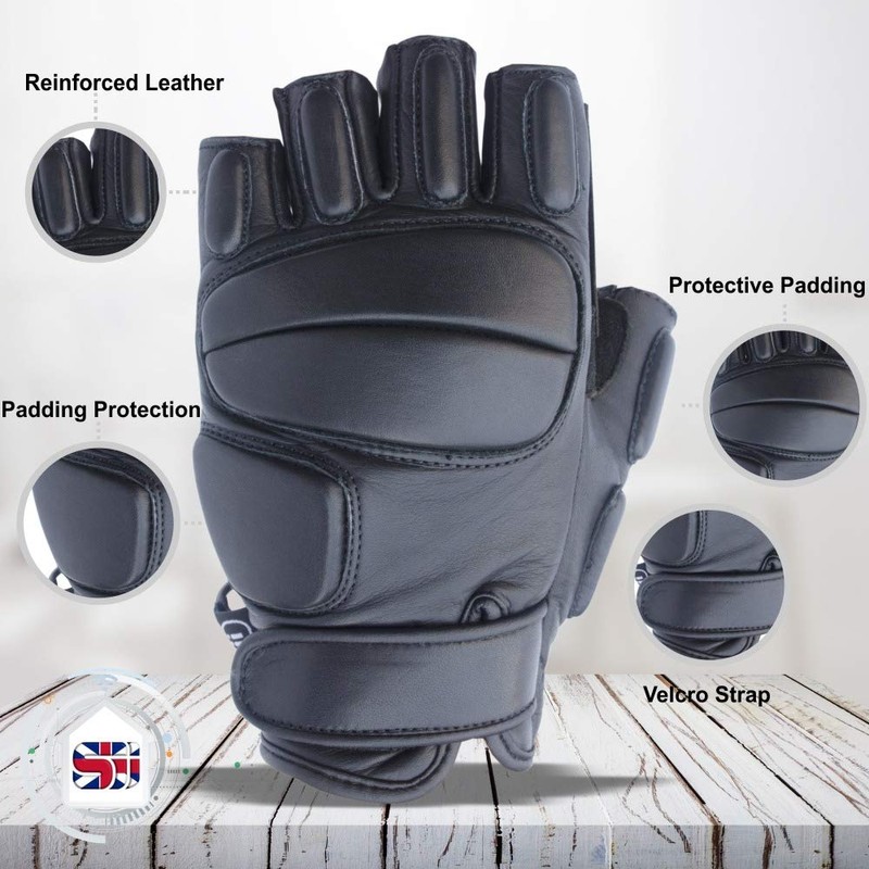 SJI Cycling & Gym Half Finger Leather Gloves, for Lifting,