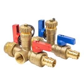 Libra Supply Lead Free 3/4 inch Expansion PEX Tankless Water Heater Isolation Valve Kit(Not Crimp PEX), with Pressure Relief Valve, FNPT x Expansion PEX A, 3/4'' Service Valve for Rheem, Rinai, Navien