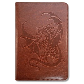 SOHOSPARK Brown Dragon Writing Journal, Refillable Faux Leather, Lined Personal Diary for Travel, 6x8.75 Notebook for Writers. Fountain Pen Safe with Lay-Flat Binding