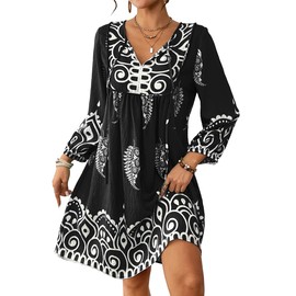 Eddoyee Women Swimwear Cover Up Bohemian Floral Bathing Suit Beachwear Mumu Dress Lounge Dress