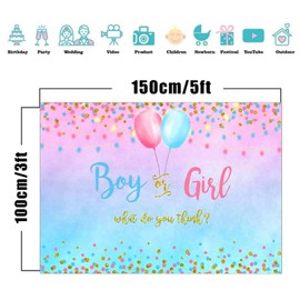 Bymivofun Gender Reveal Backdrop Banner, Boy or Girl Gender Reveal Backdrop Banner, Vinyl Professional Photography Backdrop, for Gender Reveal Party, Baby Showers (5 x 3 ft)
