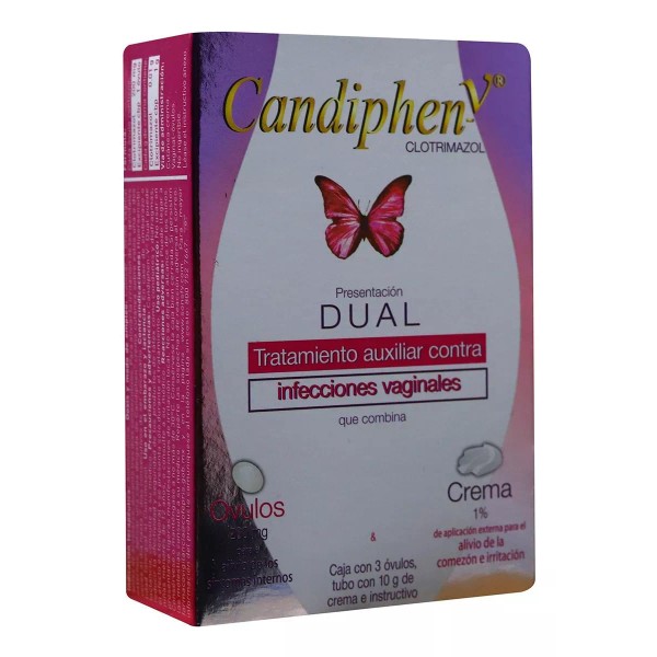 Candiphen V  Clotrimazol Candiphen V Dual 3 Óvulos 200mg + Crema 10gr