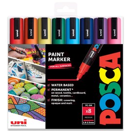 Posca - PC-5M - Paint Marker Art Pens - 1.8-2.5mm - Essential Colours Set of 8 in Gift Box