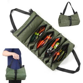 Bangbobi Tool Bag Roll Bag, Small & Empty, with 5 Zip Pockets, Oxford Fabric, Hanging Loop, Perfect for Electricians & Craftsmen, Tool Roll Bag
