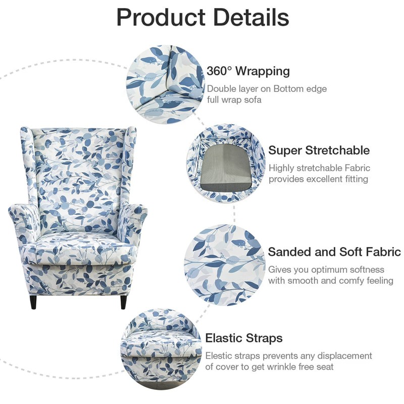 Wing Chair Slipcovers 2 Pieces Stretch Spandex Wingback Chair Covers