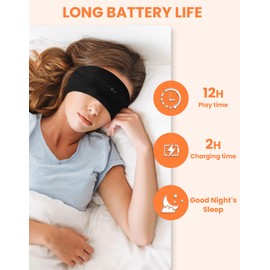 BULYPAZY Sleeping Headphones, Headband Headphones for Sleeping with HD Stereo Speakers, Bluetooth Headband for Sports, Running, Workouts, Yoga, Travel, Gift - Black
