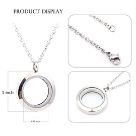 COLORFUL BLING Pet Memorial Gifts, Circle Floating Charm Memory Locket Necklace for Beloved Dog Cat, 316 Stainless Steel Photo Frame Necklace, Pet Sympathy Gift for Women Men Who Loss of Pets