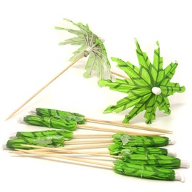 Honbay 20PCS Tropical Coconut Palm Tree Paper Umbrella Cocktail Picks Parasol Fruit Picks Cupcake Toppers