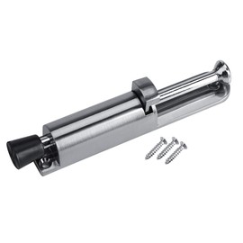 7.9 Inch Door Stopper with Telescopic Rod, Door Holder, Zinc Alloy, Robust Rubber Foot, Adjustable, Silver, for Front Doors and Interior Doors