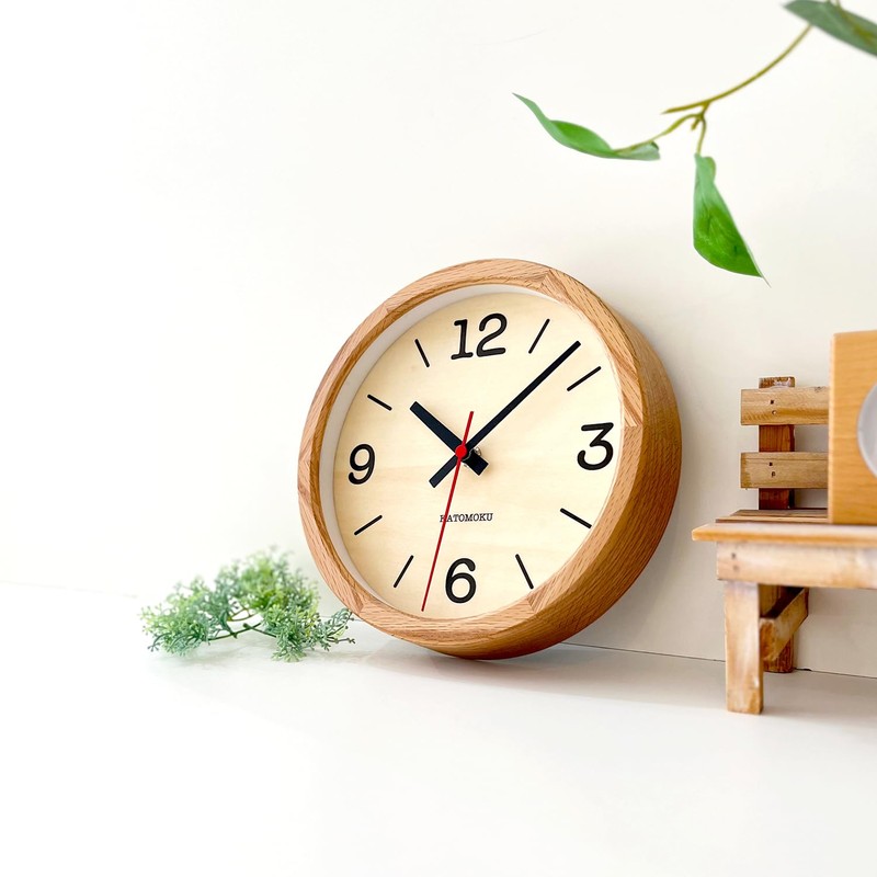 KATOMOKU Muku Clock 20 Oak Wall Clock, Continuous Second Hand,