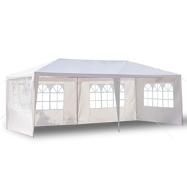 Outdoor Gazebo Canopy Wedding Party Tent Camping Shelter Canopies Commercial Tents Market Stall Waterproof Tent with Removable Side Walls and Spiral Tubes (10'x20' Four Sides)