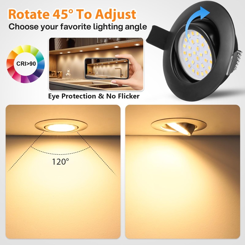 GeyouLux IP44 LED Downlights Dimmable 3000K Warm 4000K Neutral 6500K