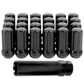 Set of 24, M14X2.0 Lug Nuts 2'' Spline Wheel Lug Nuts Fits 2003-14 Expedition Lincoln Navigator 2004-14 F150, Conical Bulge Seat, Closed End W/ 1 Socket Key