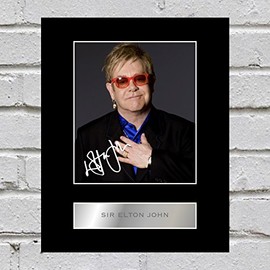 Iconic Pics Elton John Signed Mounted Photo Display Plaque Wall Art - Living Room