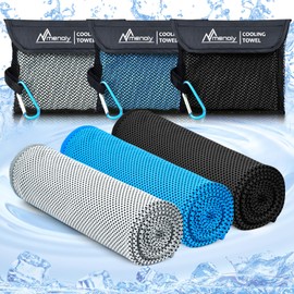 MENOLY 3 Pack Gym Towels with Carrying Bags, 40"x12" Sweat Towels for Men Gym Workout Towel for Neck and Face, Instant, Cooling Towel for Sports, Sweat, Yoga, Camping, Running Cooling rag