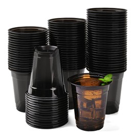 Yicentdp 100 Pack Black Clear Plastic Cups 12 oz Disposable Drinking Cups for Wedding Pink Birthday Party Supplies