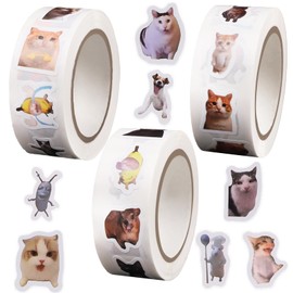 1500PCS Cat Meme Stickers Roll, 42 Styles Funny Animal Cat Dog Stickers for Adults Kids, Vinyl Waterproof for Water Bottles Laptops Phone Luggage Guitar