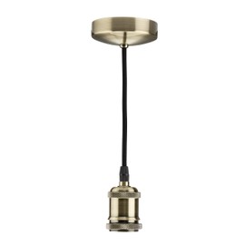 Knightsbridge 6 Inch E27 Vintage Pendant Set in Antique Brass, 150mm