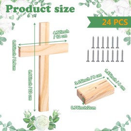 Suzile Easter Day Christian Wooden Crosses for Craft Nativity Tabletop Standing Baptism Cross Bulk Religious Centerpiece for Church Sunday School First Communion Easter 8.66 x 4.72 Inch(24 Pcs)