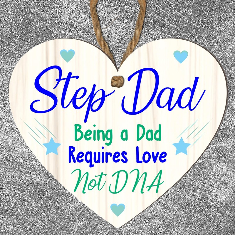 Pixie's Gifts Stepdad Wooden Heart Plaque - Sentimental Gift for