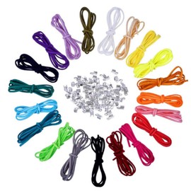 HappyHome Leather Cords, Suede Style, Accessory Cords, Leather Craft Cords, 3.3 ft (1 m), Set of 20, Colorful Cords, Craft Materials, DIY Cords, String Fasteners, End Parts Included