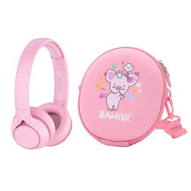 BAMINI TOPONE Kids Bluetooth 5.0/Wired Headphones, 85/94 dB Volume Limit, Foldable Over-Ear Headset for Boys & Girls – Safe Listening, Comfortable Fit for Online Learning and Travel (Pink)
