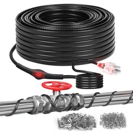 9FT Heat Tape for Water Pipes, -40°F Deicing Heat Tape,Thermostat Wire,Heating Cable Pipe Heating Cable,Heat Tape with Thermostat,Gutter Heat Cable,Heated Water Hose,120V 8W/ft (9FT)