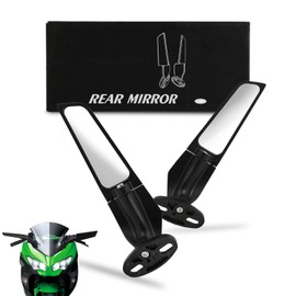 CHANGCHENG Motorcycle Rearview Mirror Wide Viewing Angle Wing Rear View Mirrors 360°Rotating Stealth Mirrors for Ninja 250/300/400/400R/650 ZX6R/6RR/10R/12R/14/14R GSXR650/700/1000 2006-2024