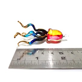 Sansukjai Jellyfish Miniature Figurines Animals Hand Painted Blown Glass Art 22k Gold Trim Sea Collectible Gift Decorate Ornament, Multi