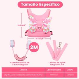 Arnés de Paseo para Niños, Mochila con Cuerda Anti-Perdida, Muñequera de Seguridad 3 en 1 para Niños, Cómodo Cinturón Antirrobo Ajustable con Cierre de Seguridad para Niños de 1 a 5 Años