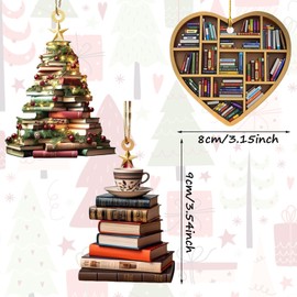 3PCS Book Christmas Tree Ornaments Christmas Ornaments For Book Lovers, Stacked Books Ornament Christmas Hanging Gift Decorations for Christmas Tree