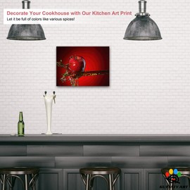 GUTTATY Kitchen Wall Decor Canvas Art, Red Apple Fruit Canvas Print for Dining Room Decor, Contemporary Fruit Picture Kitchen Framed Painting for Restaurant Decor-Ready to Hang (18x24 Inches)