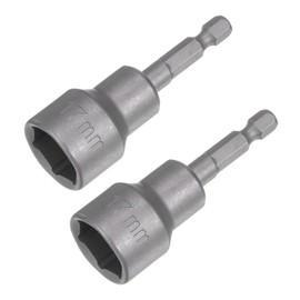 sourcing map 17mm Magnetic Hex Socket 65mm/2.56", 1/4" Hex Shank Magnetic Power Nut Driver Set CR-V Quick-Release Extensions for Impact Drill Nut Setters Socket Wrench Screw, 2 Pcs