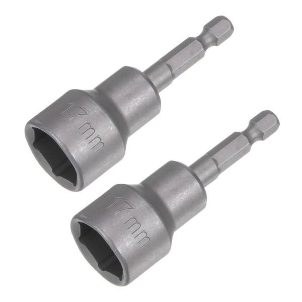 sourcing map 17mm Magnetic Hex Socket 65mm/2.56", 1/4" Hex Shank