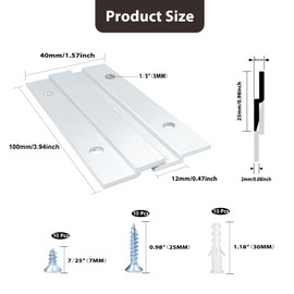 French Cleat Picture Hanger, Aluminum Z Hanger Interlocking Wall Mounting Bracket Hardware Kit Z Clips for Hanging Wall Painting, Mirrors, Panels, Artwork, Cabinet, Whiteboard (4inch-5Pairs)