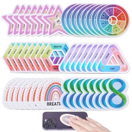 48 Pieces Calm Stickers for Anxiety Sensory Stickers, 6 Styles Fidget Tactile Rough Textured Strips, Reusable Sensory Strips Adhesives Anxiety Relief