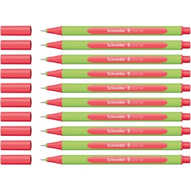 Schneider Line-Up Fineliner (Triangular Fineliner, Line Width 0.4 mm, Bio-Based Plastic Casing) Neon Red Pack of 10
