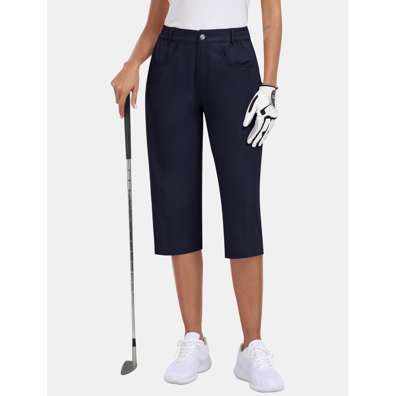 MoFiz Women's Capri Pants with Pockets Lightweight Cropped Hiking Golf