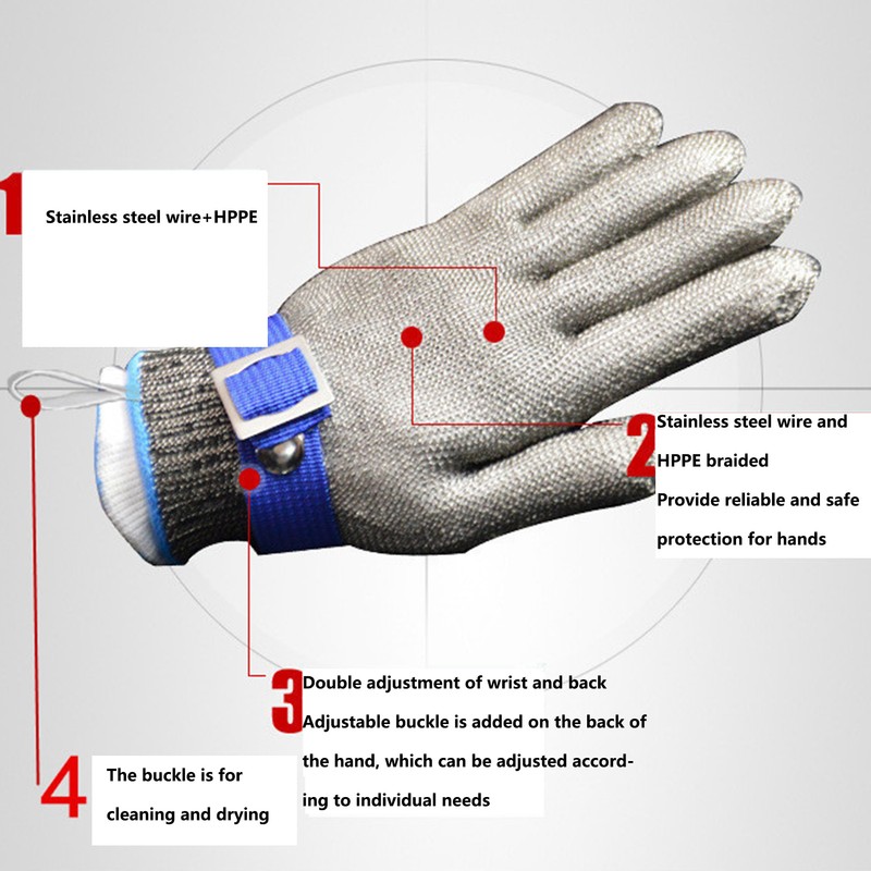 316 Stainless Steel Wire Glove Level 5 Cut Proof Stab