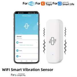 WiFi Vibration Sensor, Wireless Mini Glass Break Alarm Alarm and Smart Home Automation for Tuya for Smart WiFi Vibration Sensor for Smart Life App Remote (1 Pack)