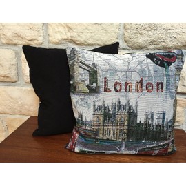 The Bettersleep Company London Parliament & Big Ben Tapestry Cushion Cover - Luxury heavy Quality jacquard Tapestry woven fabric 18" x 18" (45x45cms)