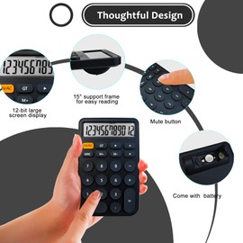 VEWINGL Standard Calculator 12 Digit,Desktop Large Display and Buttons,Calculator with Large LCD Display for Office,School, Home & Business Use,Automatic Sleep,with Battery