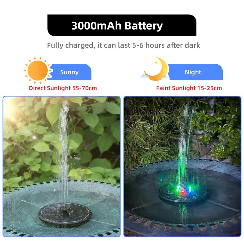 AMIAEDU Solar Fountain, Powered Water 4W Pump for Bird Bath